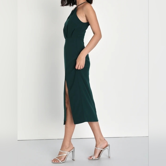 Lulus Dreamy Date Night Emerald Green Sleeveless Midi Dress, Size Large - Picture 4 of 10